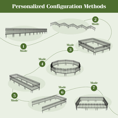 Decorative Metal Garden Fence 5-Pack or 10-Pack No-Dig