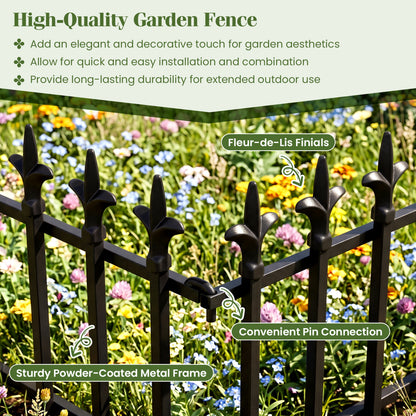 Decorative Metal Garden Fence 5-Pack or 10-Pack No-Dig