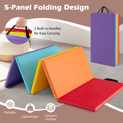 5-Panel Folding Gymnastics Mat for Kids and Adults
