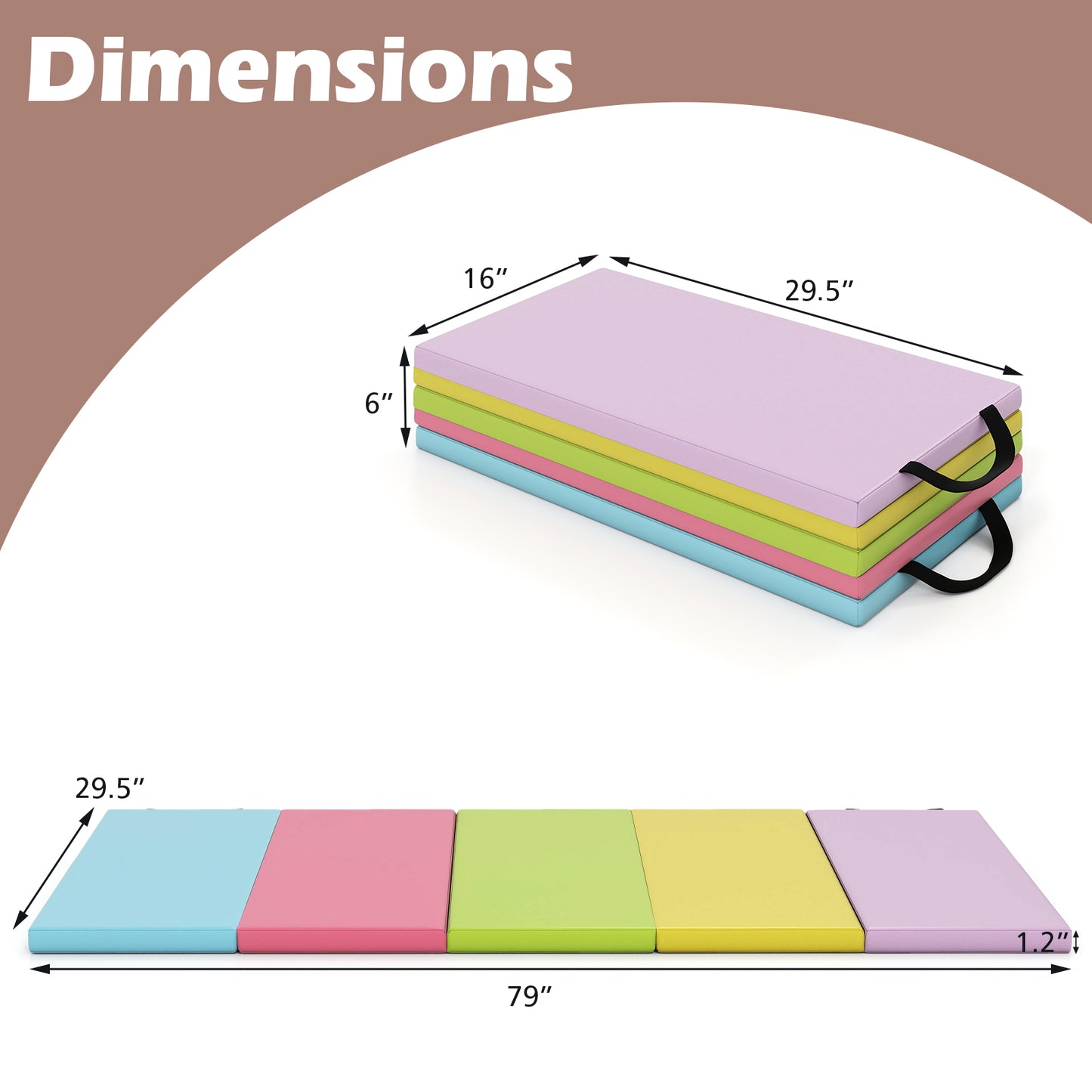 5-Panel Folding Gymnastics Mat for Kids and Adults