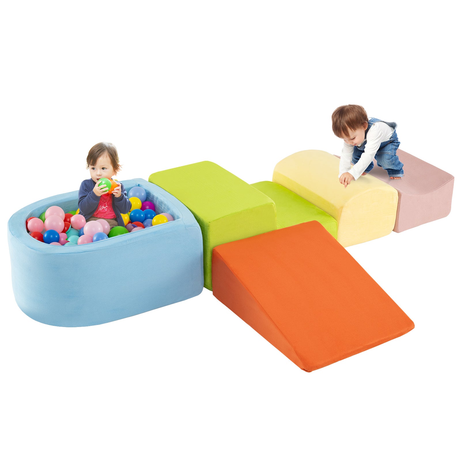5-Piece Climb and Crawl Playset with Ball Pit for Kids-Multicolor - Multicolor