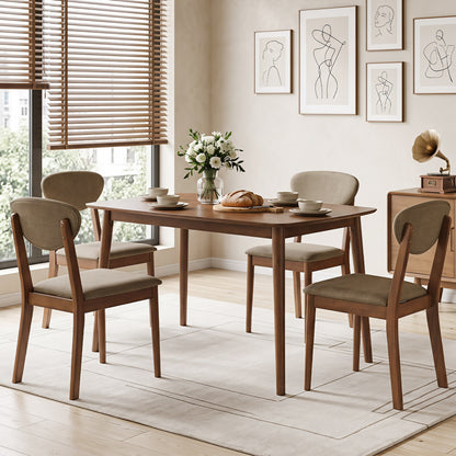 5-Piece Dining Set with Rectangular Table & 4 Fabric Chairs