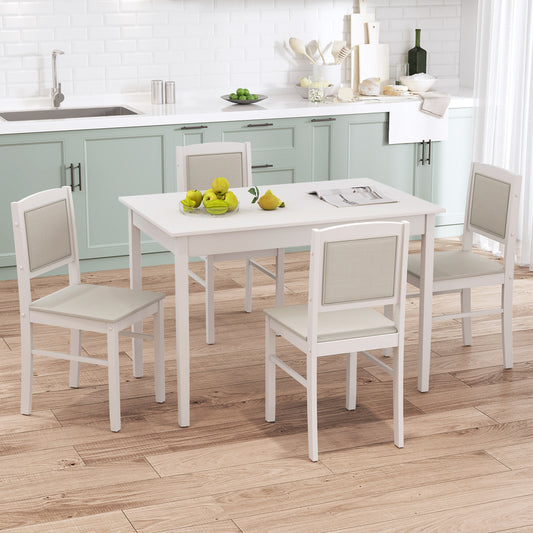 5-Piece Dining Set for 4 with Rubber Wood Legs for Small Dining Room