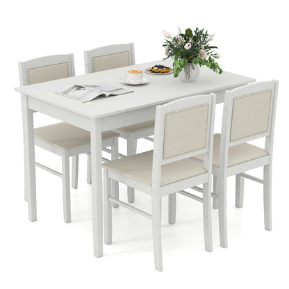 5-Piece Dining Set for 4 with Rubber Wood Legs for Small Dining Room