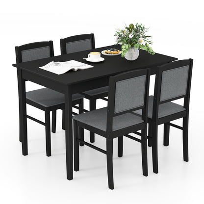 5-Piece Dining Set for 4 with Rubber Wood Legs for Small Dining Room-Beige - Gray