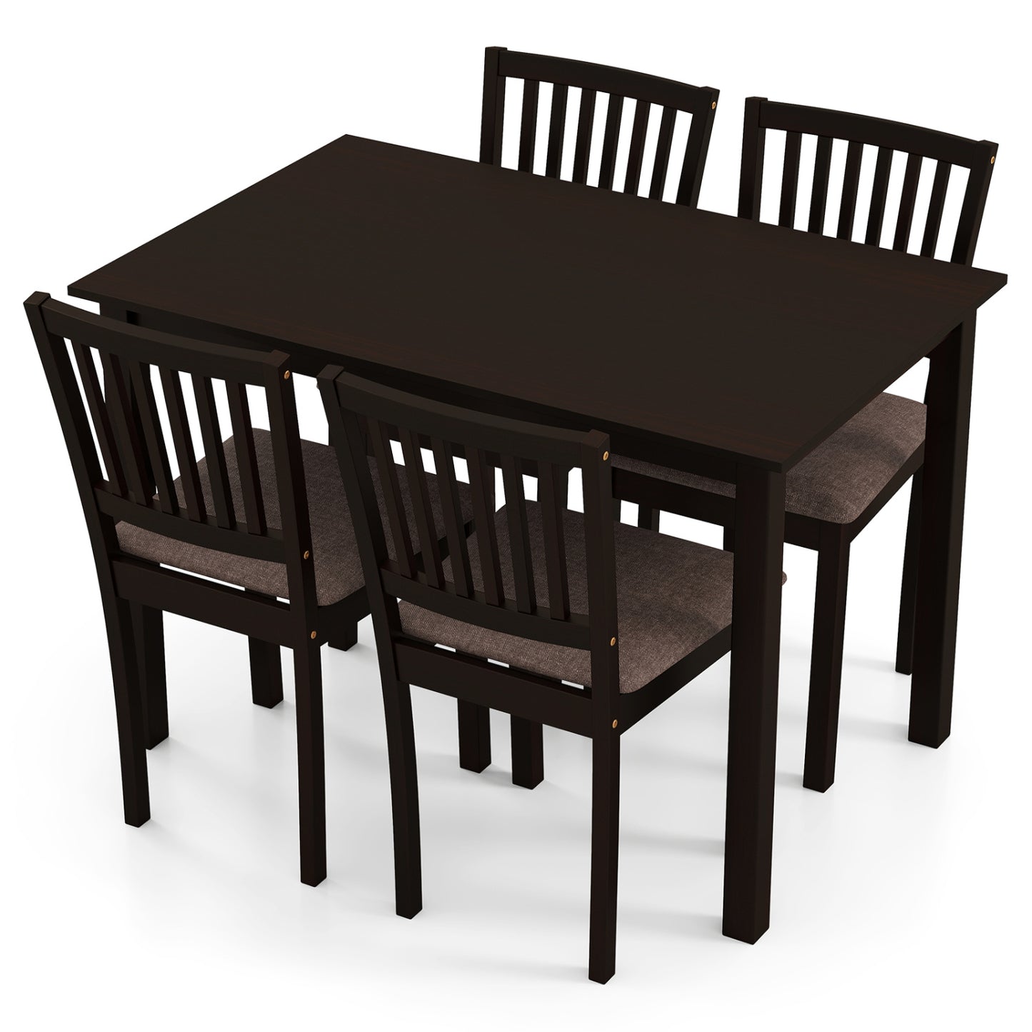 5-Piece Dining Table Set for 4 Rectangular Kitchen Table with 4 Upholstered Chairs