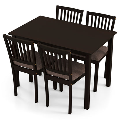5-Piece Dining Table Set for 4 Rectangular Kitchen Table with 4 Upholstered Chairs