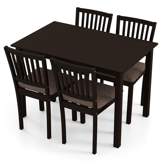 5-Piece Dining Table Set for 4 Rectangular Kitchen Table with 4 Upholstered Chairs
