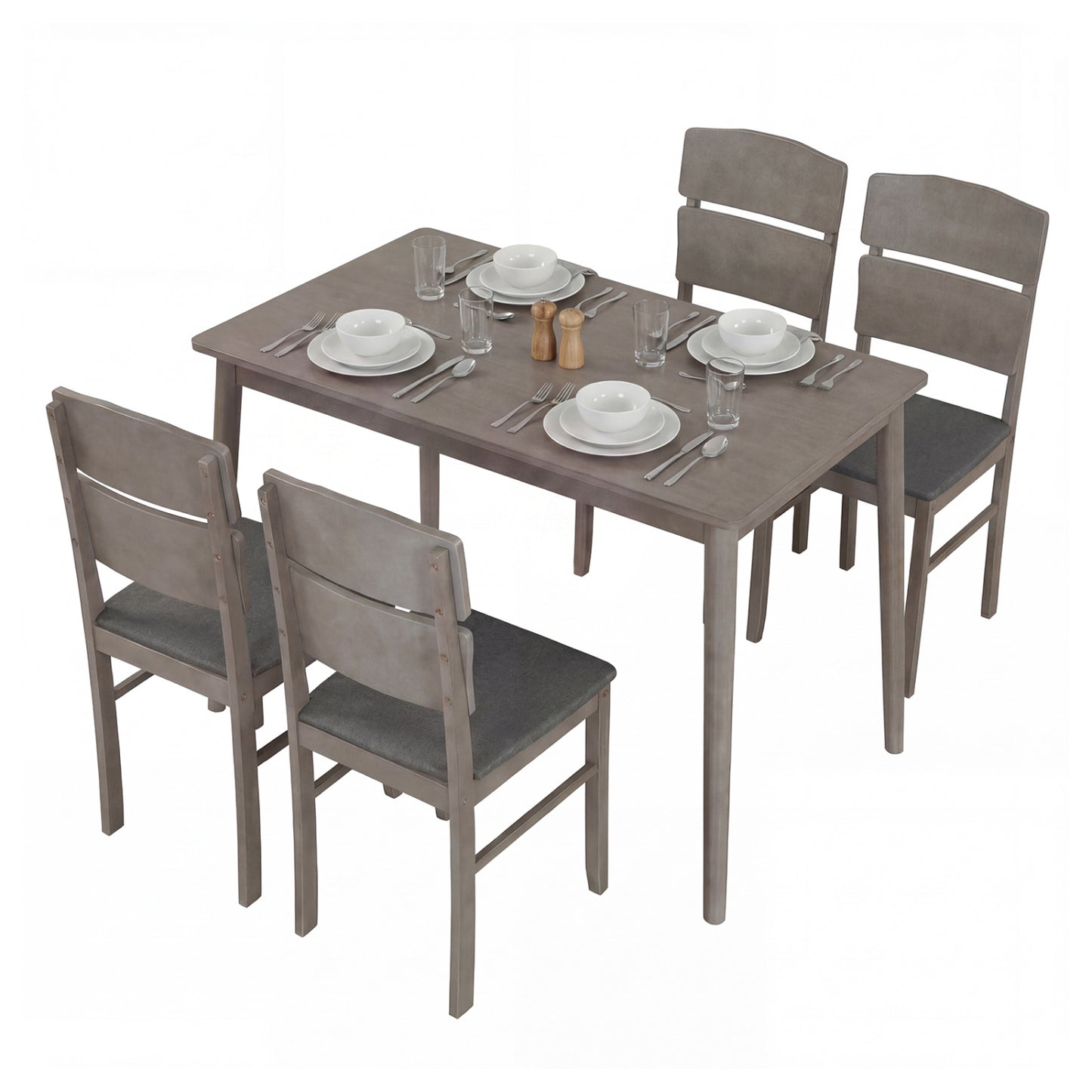 5-Piece Dining Table Set with High Curved Back Chairs