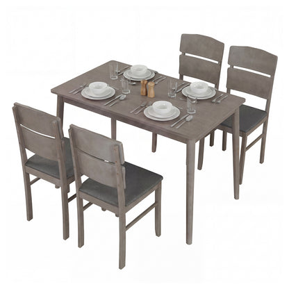 5-Piece Dining Table Set with High Curved Back Chairs
