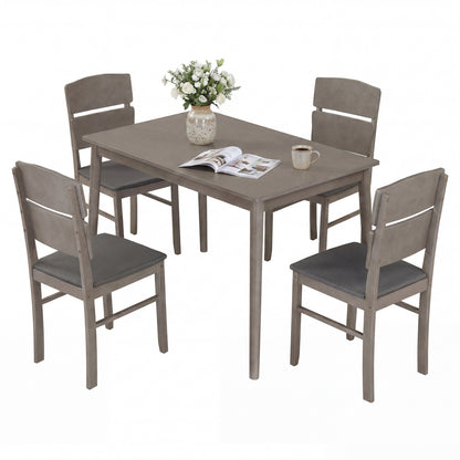 5-Piece Dining Table Set with High Curved Back Chairs