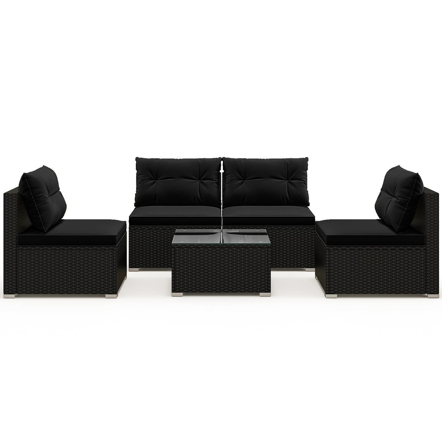 5-Piece Outdoor Patio Furniture Set with Cushions and Coffee Table