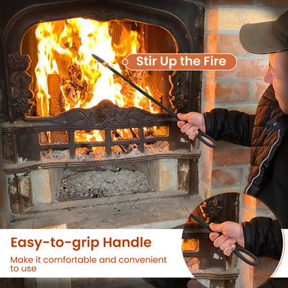 5 Pieces Fireplace Tool Set Fireplace Accessories with Poker-Black