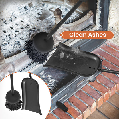 5 Pieces Fireplace Tool Set Fireplace Accessories with Poker-Black
