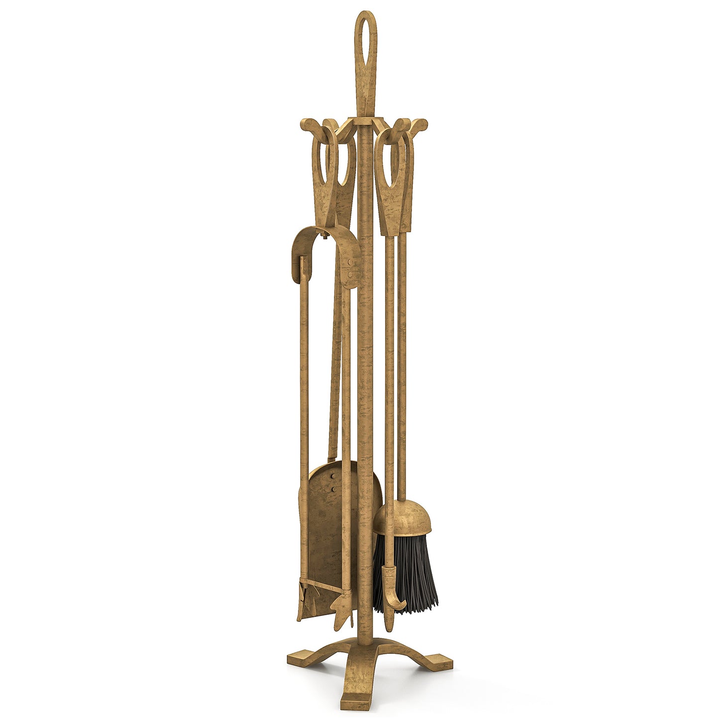 5 Pieces Fireplace Tool Set Fireplace Accessories with Poker-Copper