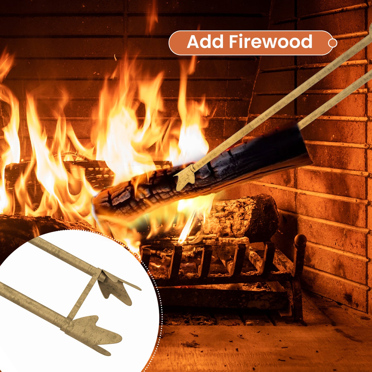5 Pieces Fireplace Tool Set Fireplace Accessories with Poker-Copper