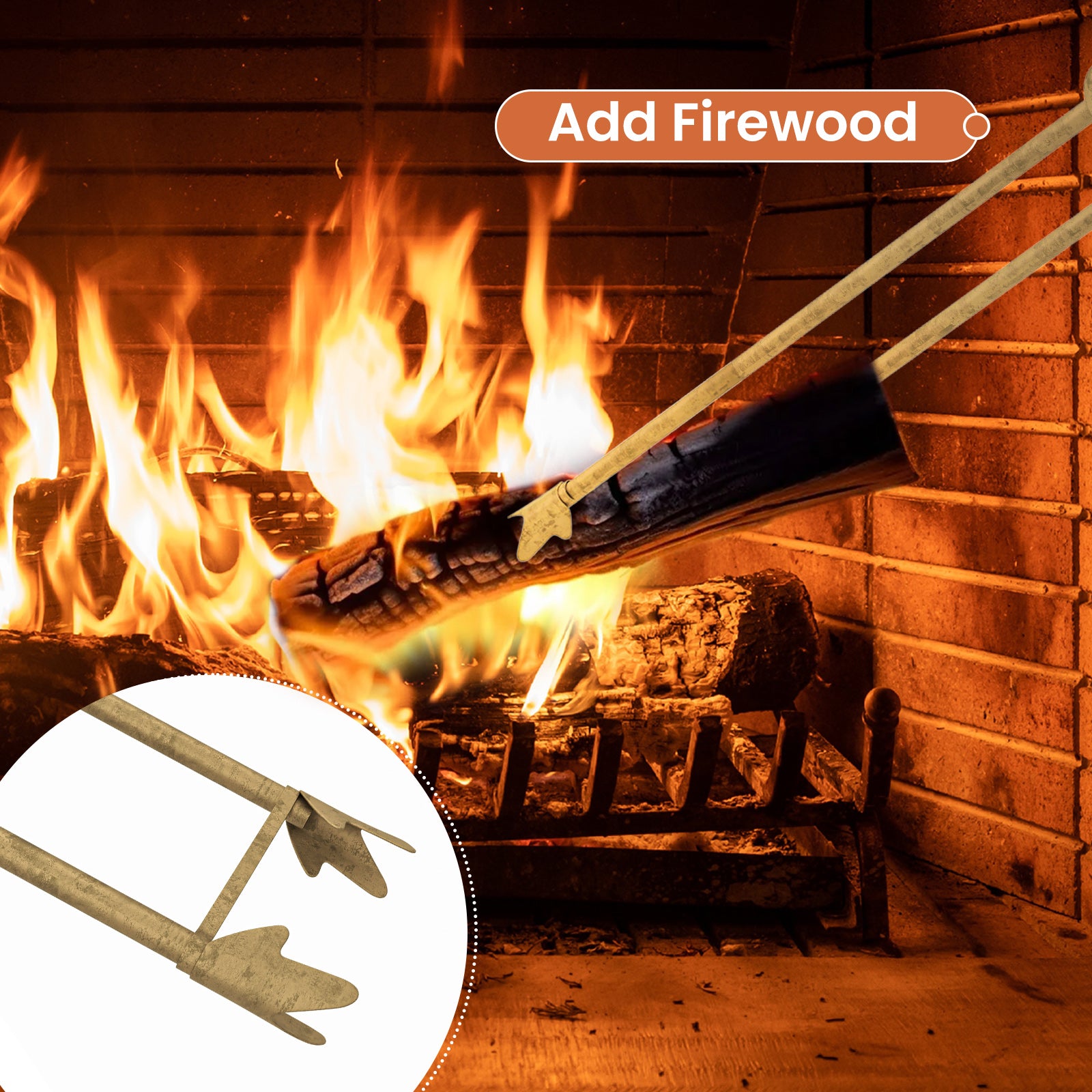 5 Pieces Fireplace Tool Set Fireplace Accessories with Poker-Copper