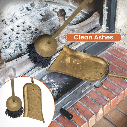 5 Pieces Fireplace Tool Set Fireplace Accessories with Poker-Copper