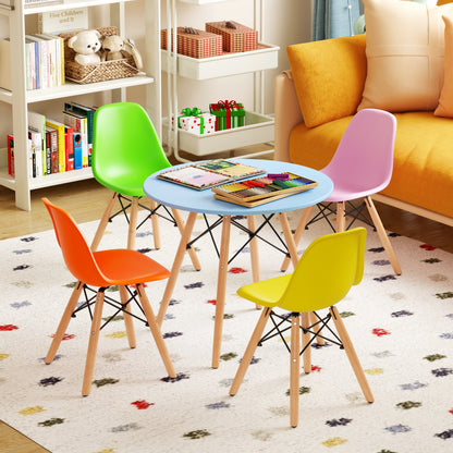 5 Pieces Kid's Colorful Set with 4 Armless Chairs-Multicolor