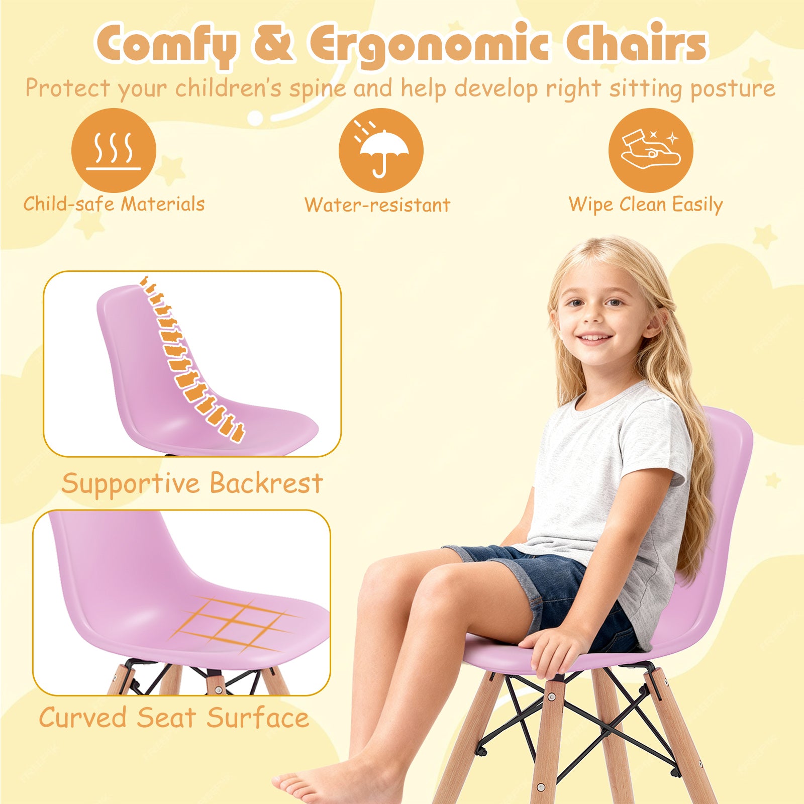 5 Pieces Kid's Colorful Set with 4 Armless Chairs-Multicolor