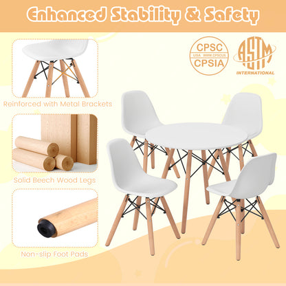 5 Pieces Kids Mid-Century Modern Table Chairs Set