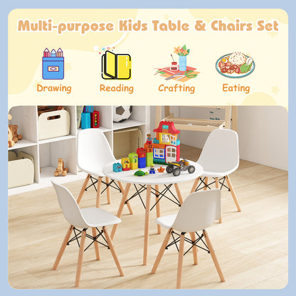 5 Pieces Kids Mid-Century Modern Table Chairs Set