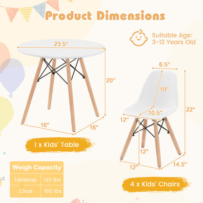 5 Pieces Kids Mid-Century Modern Table Chairs Set