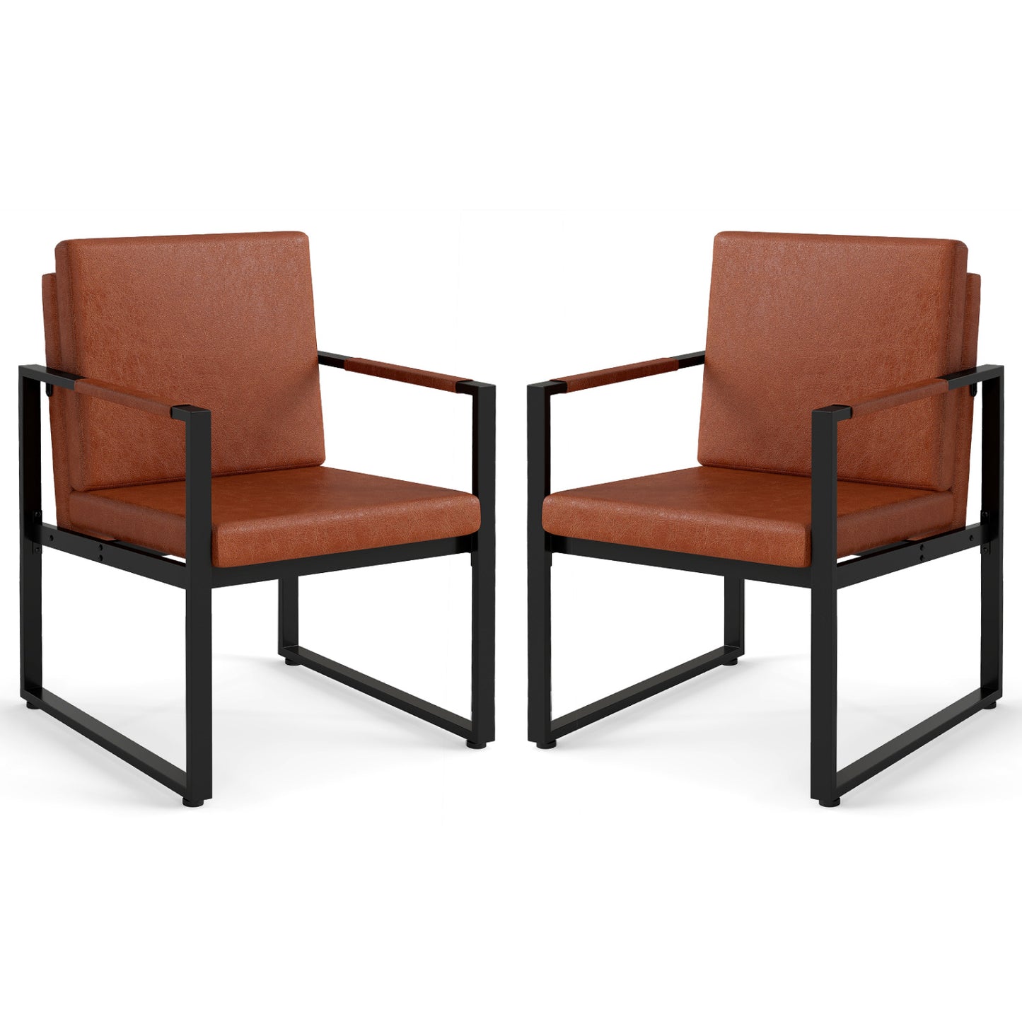 5 Pieces Living Room Set with 2 Accent Chairs and 2 Coffee Tables-Brown