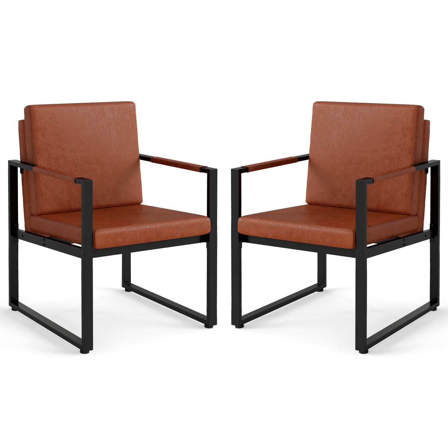 5 Pieces Living Room Set with 2 Accent Chairs and 2 Coffee Tables-Brown