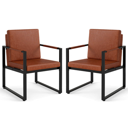 5 Pieces Living Room Set with 2 Accent Chairs and 2 Coffee Tables-Brown
