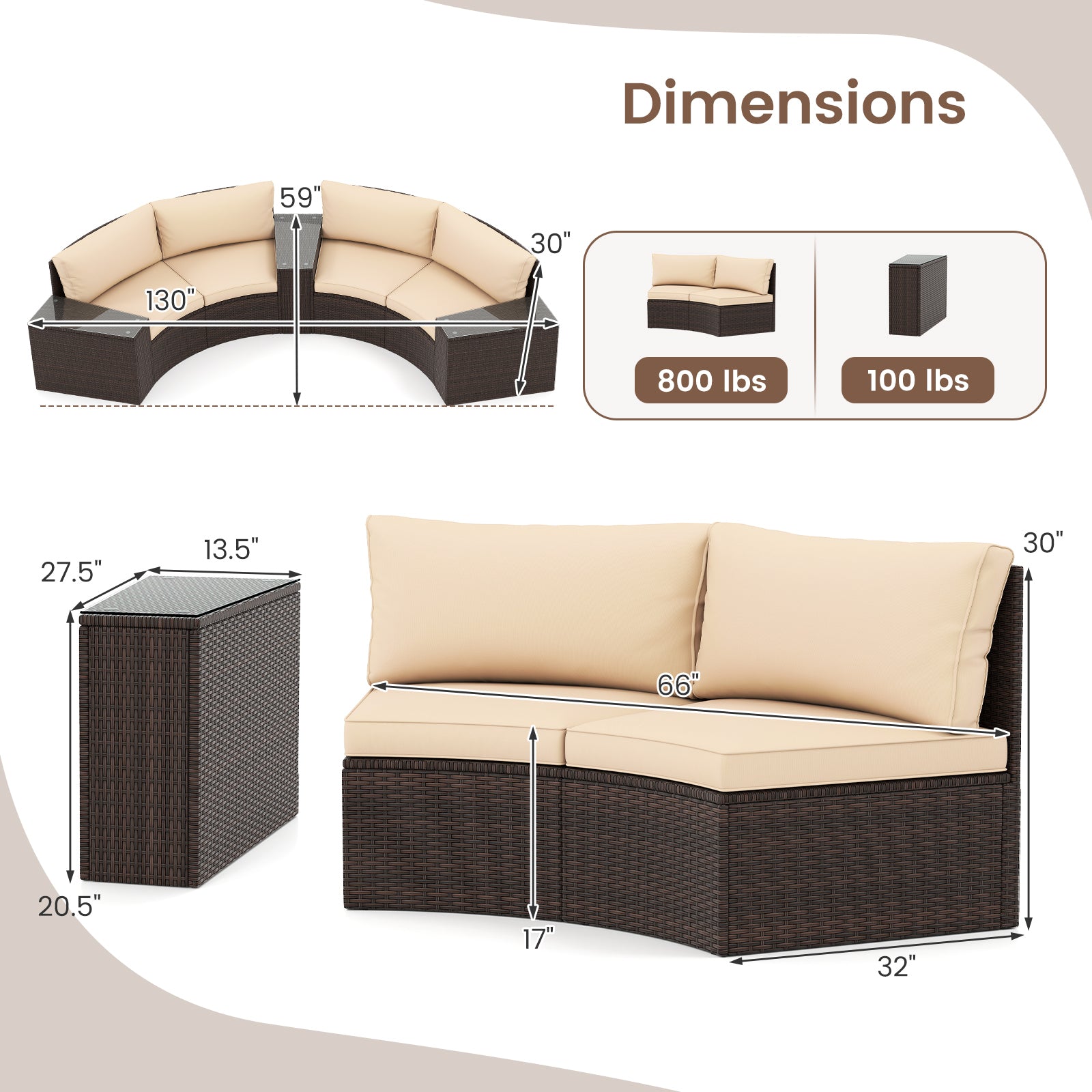 5 Pieces Patio Furniture Set