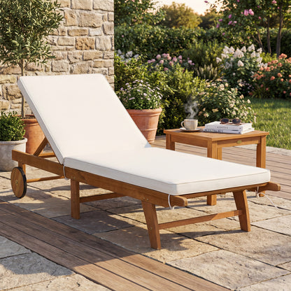 Adjustable Patio Chaise Lounge with Cushion and Wheels