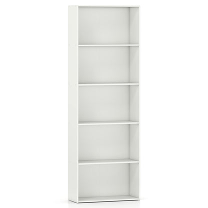 5-Shelf Storage Bookcase Modern Multi-Functional Display Cabinet Furniture-Walnut - White
