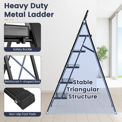 3-Step Folding Step Stool with Wide Anti-Slip Pedals