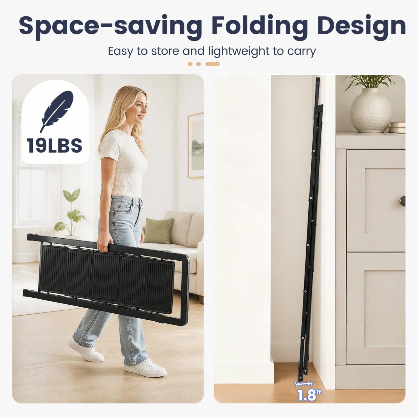 3-Step Folding Step Stool with Wide Anti-Slip Pedals