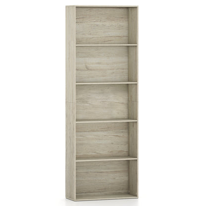 5-Tier Bookshelf Freestanding Display Shelf 67" Gray