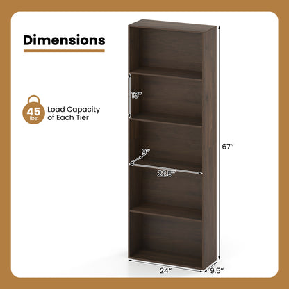 5-Tier Bookshelf Open Display Storage Organizer