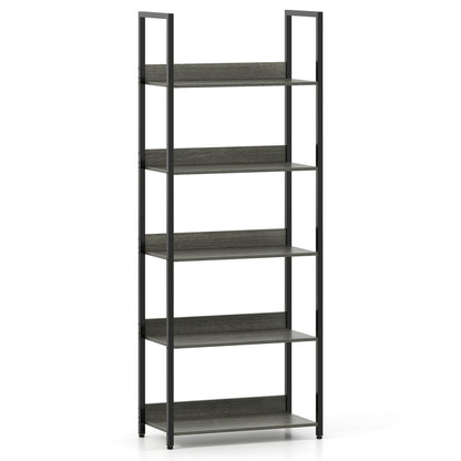 5-Tier Bookshelf Tall Wooden Open Bookcase with Back Panels