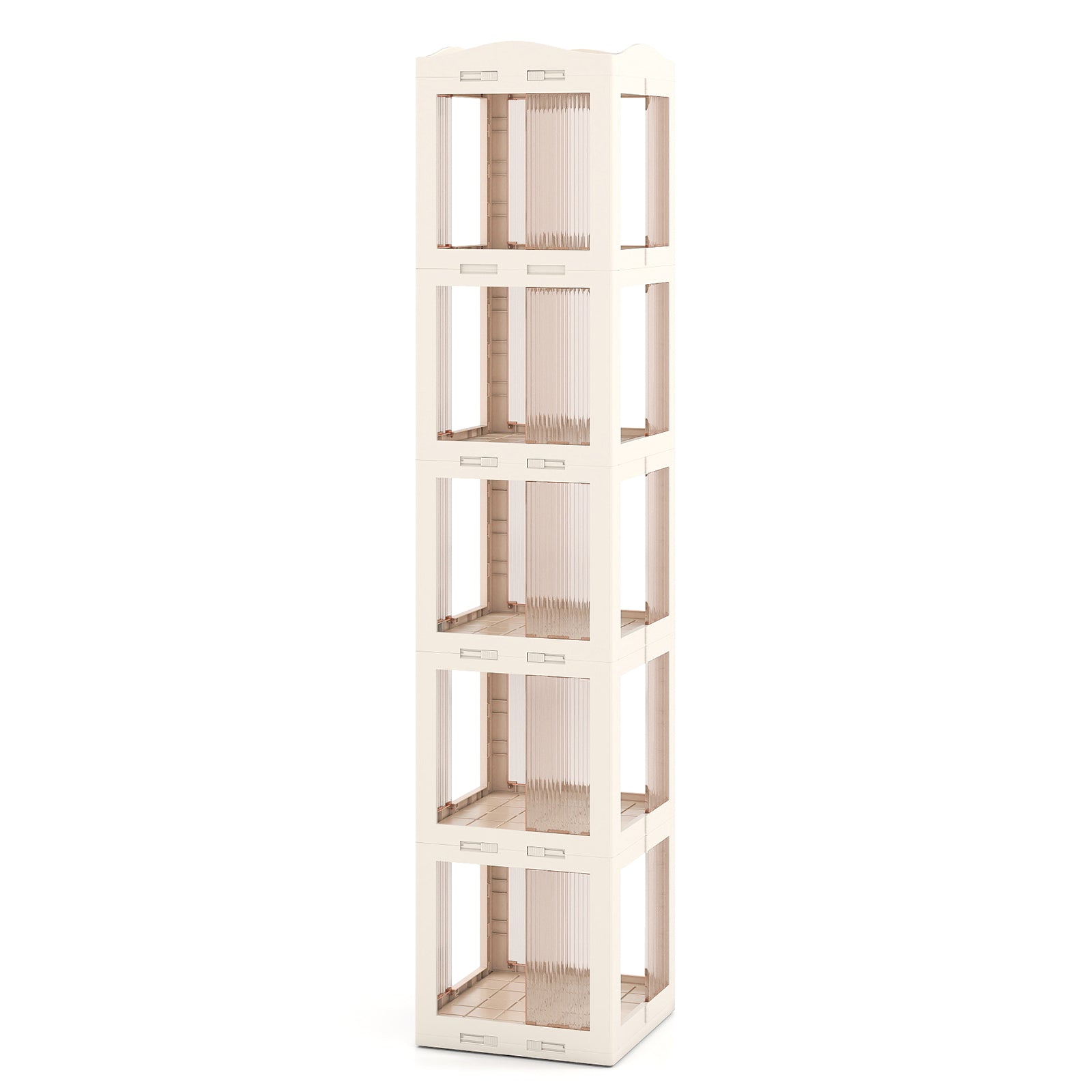 5-Tier Foldable Rotating Bookshelf 360¬∞ Spinning Bookcase with Swivel Base-White