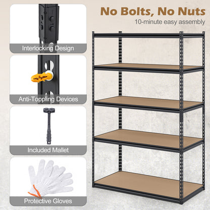 5-Tier Heavy Duty Garage Shelving Unit - 2200 LBS Capacity