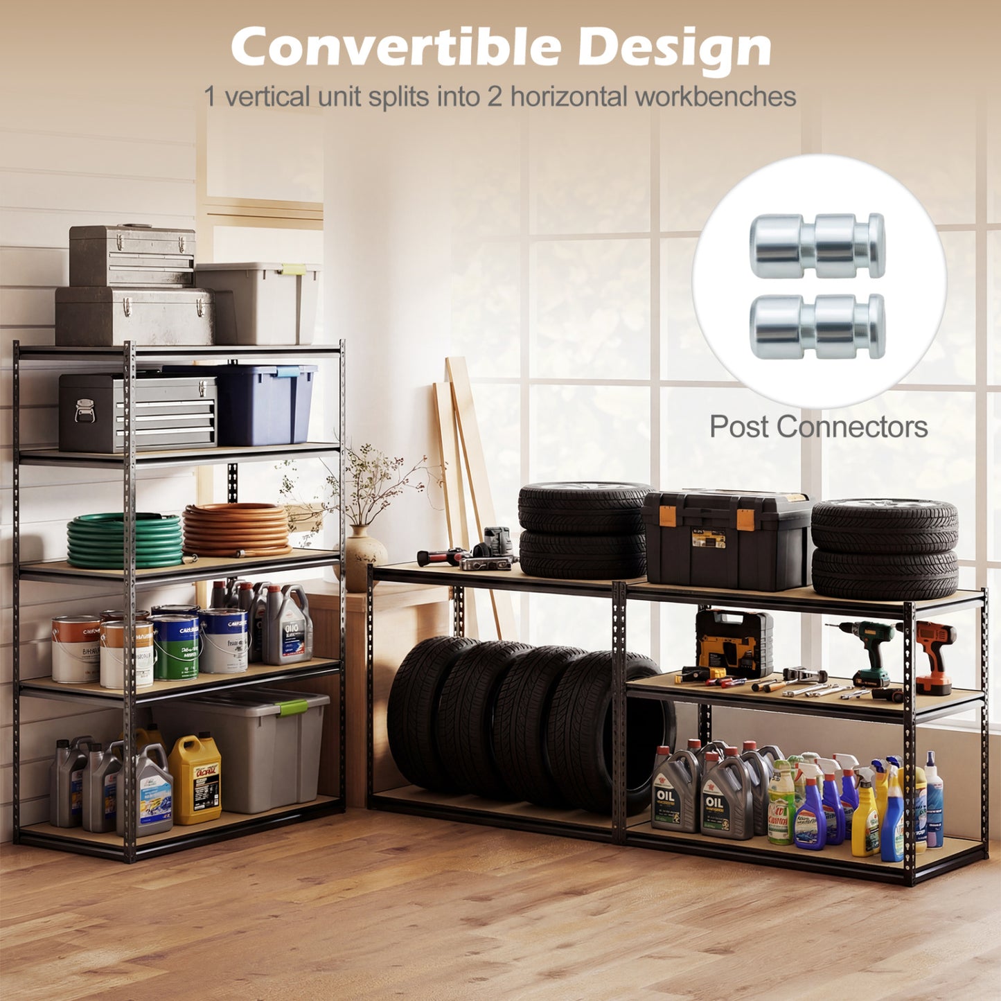 5-Tier Heavy Duty Garage Shelving Unit - 2200 LBS Capacity