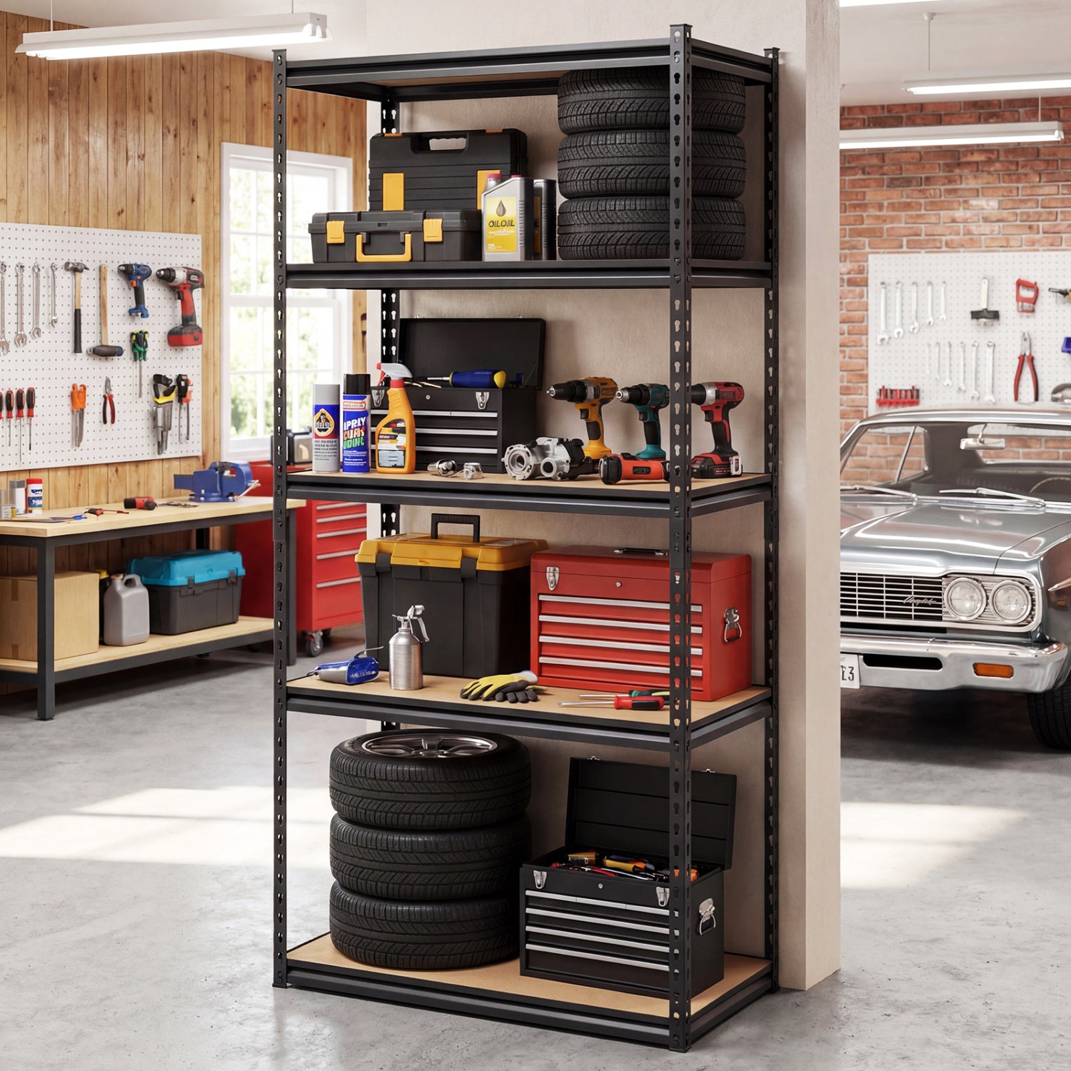 5-Tier Garage Shelving Unit 2200 LBS Metal Storage Shelves Adjustable Utility Rack