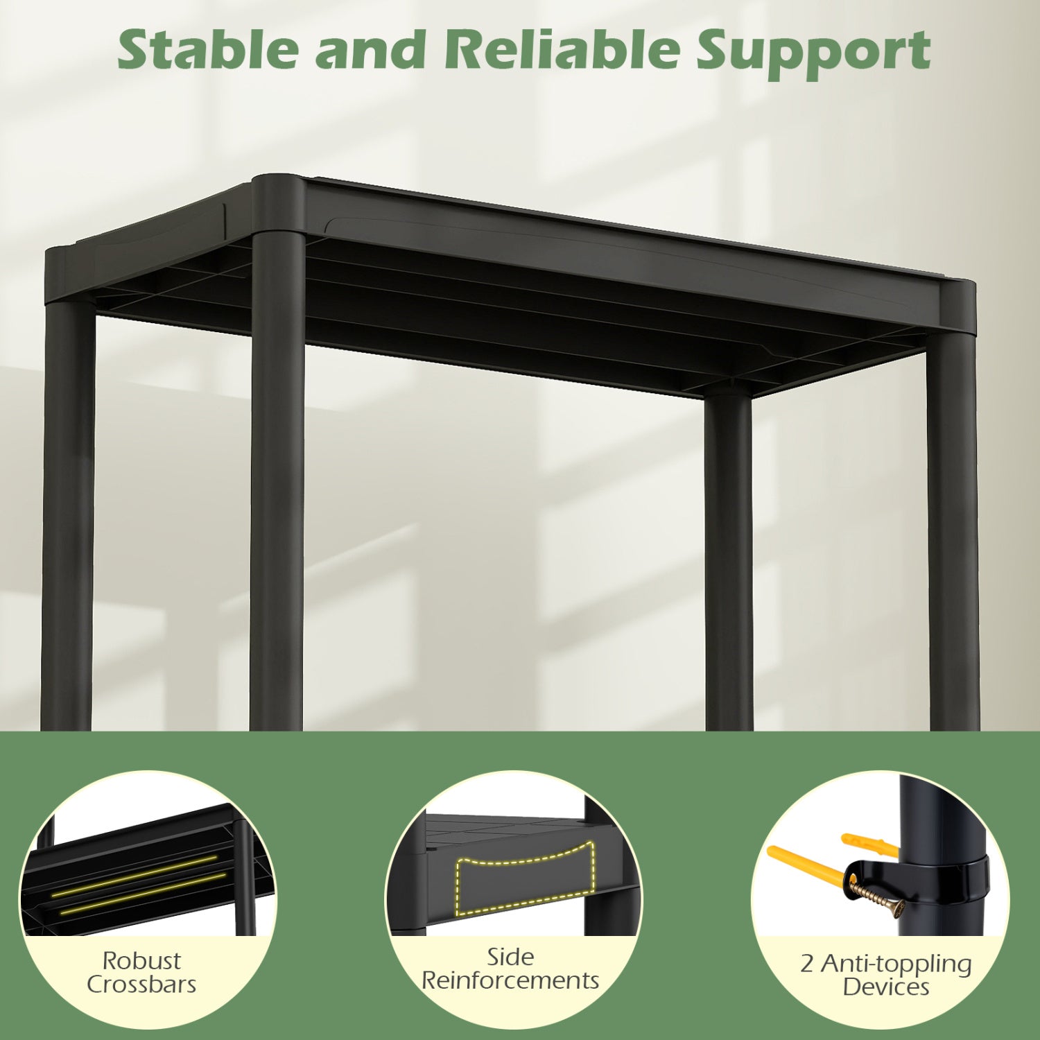 5-Tier Heavy-Duty Plastic Storage Shelves Freestanding Garage Shelving Unit
