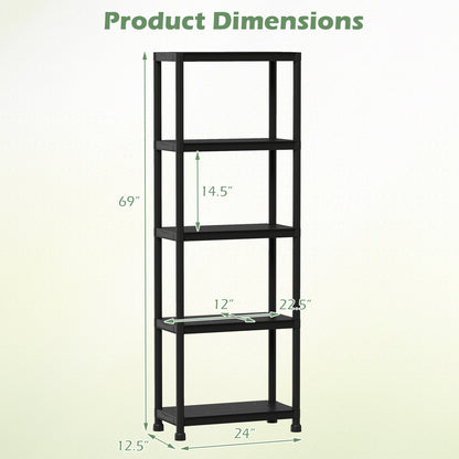 5-Tier Heavy-Duty Plastic Storage Shelves Freestanding Garage Shelving Unit