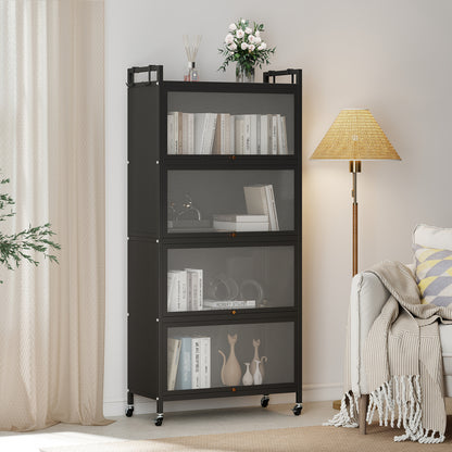 5-Tier Kitchen Storage Cabinet with Rolling Wheels - White