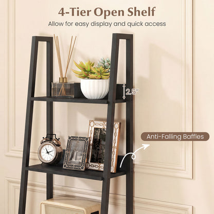 5-Tier Ladder Bookshelf with Fabric Drawer