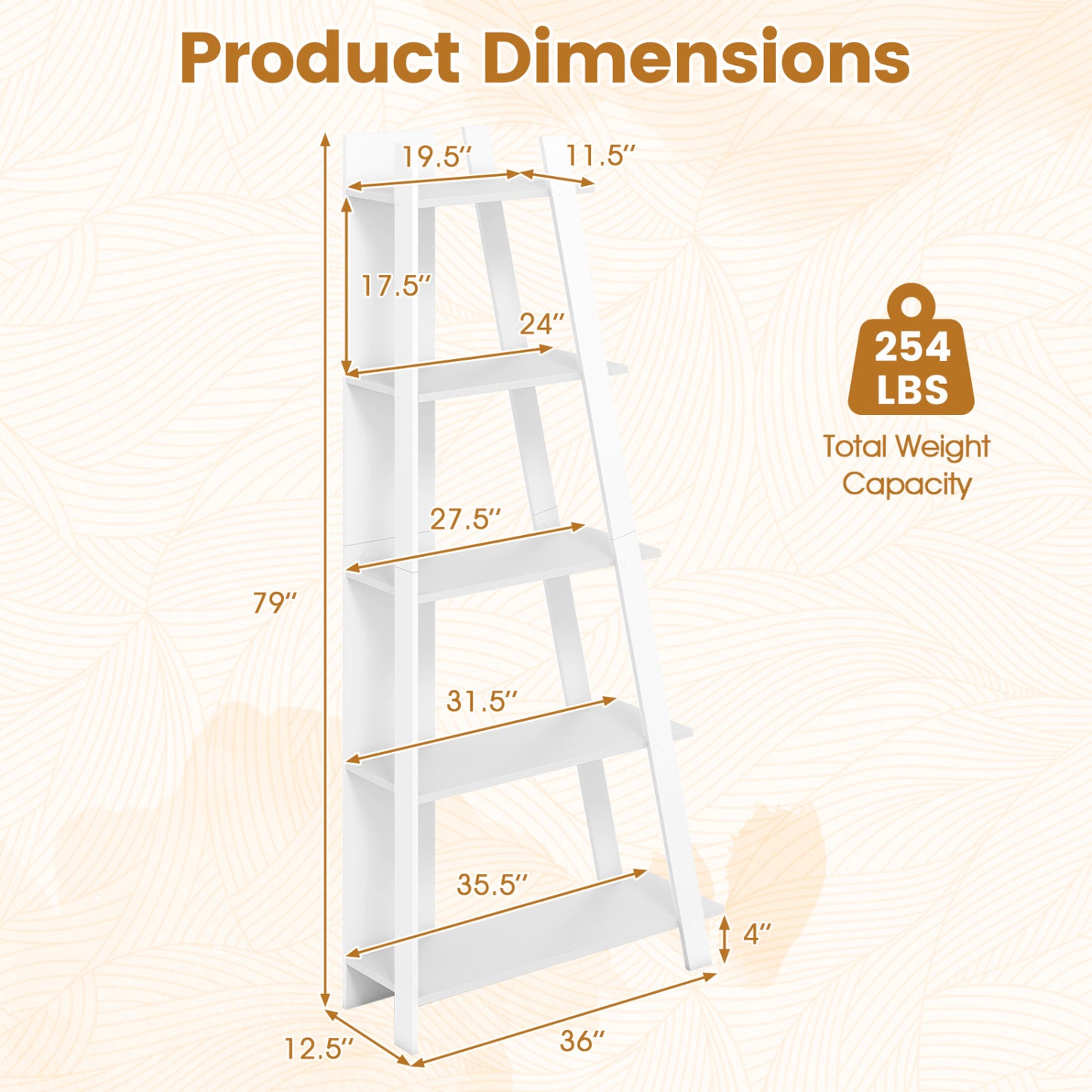 5-Tier Vertical Bookshelf for Small Spaces, 79" Tall