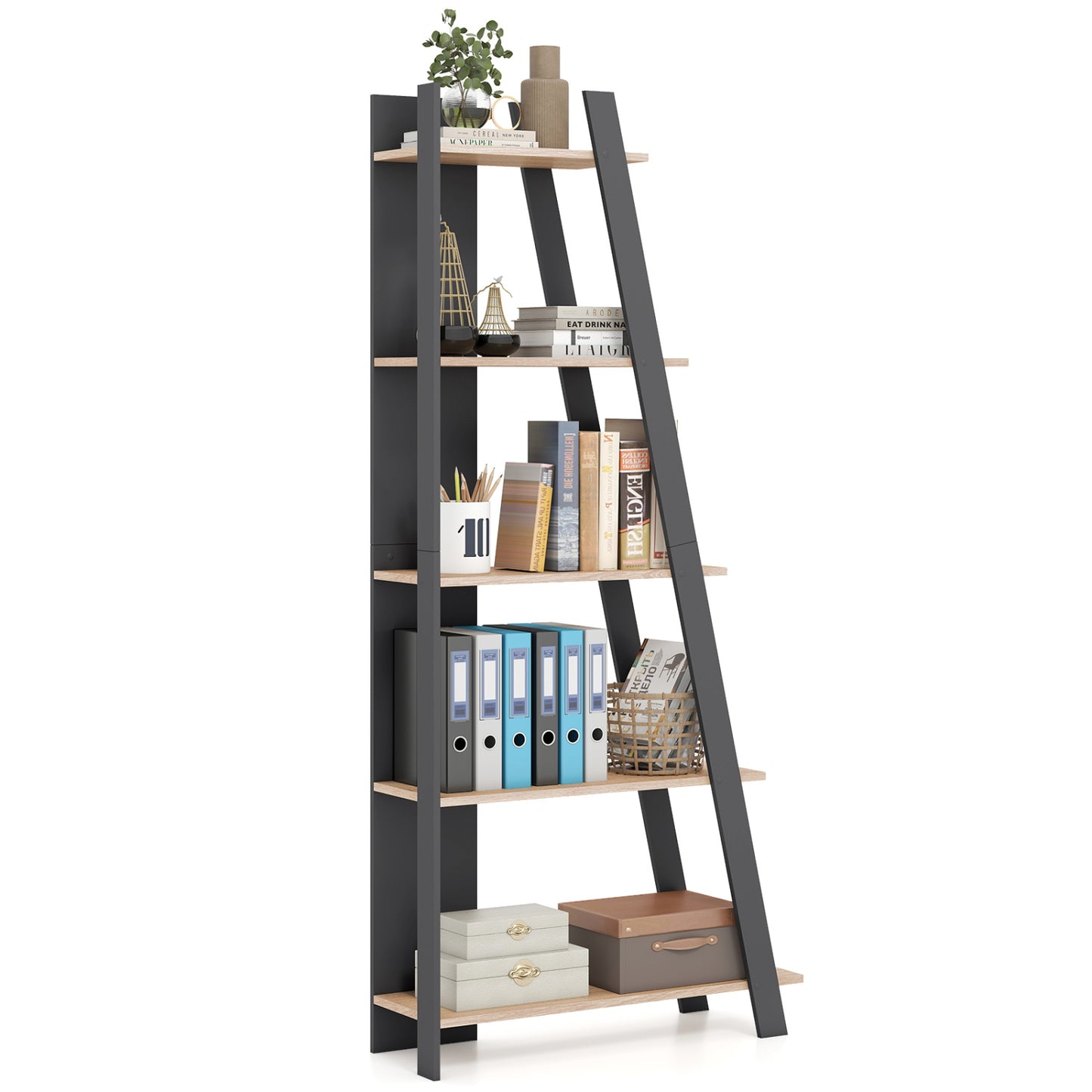 5-Tier Vertical Bookshelf for Small Spaces, 79" Tall
