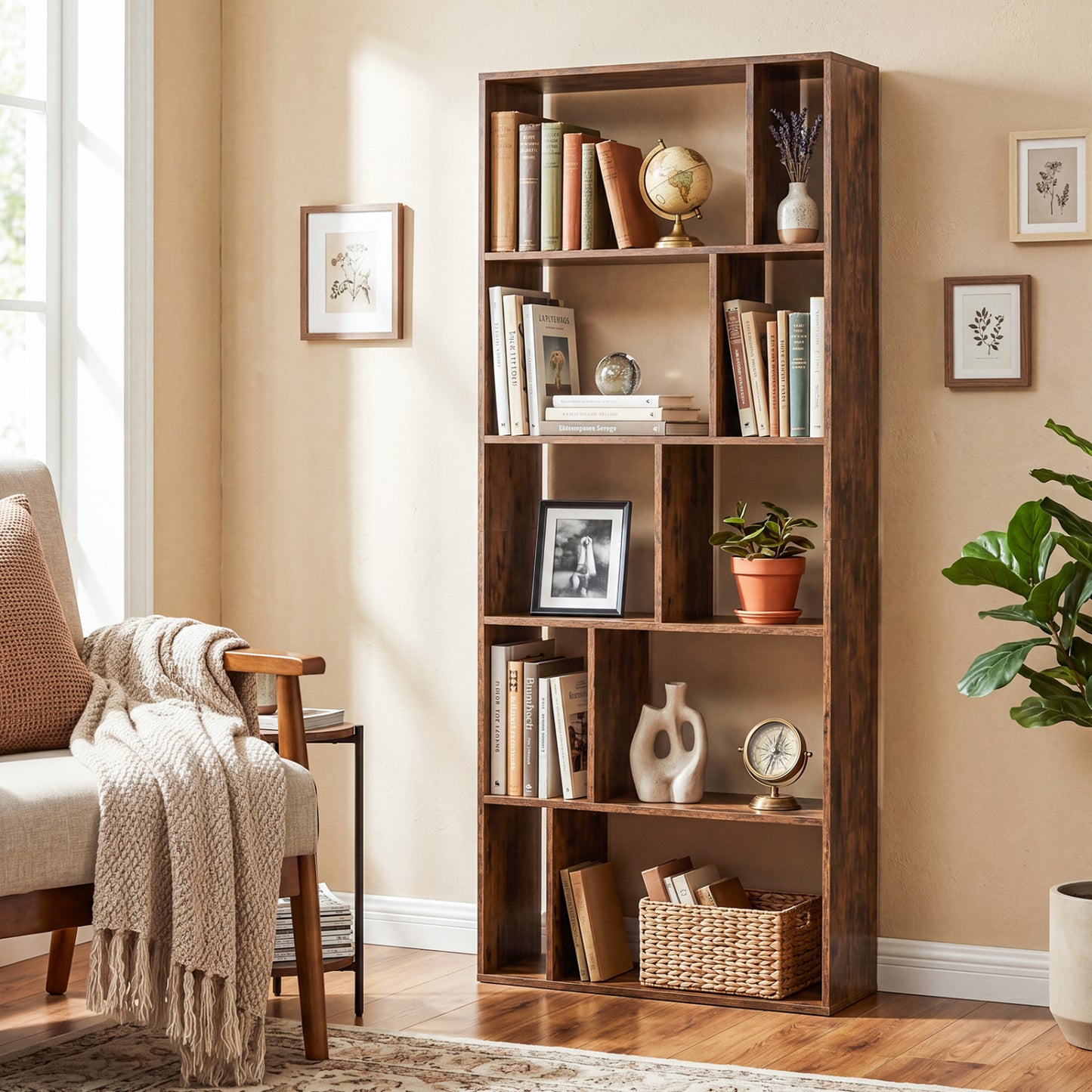 5-Tier Bookshelf with Open Back and Anti-Tipping Kit