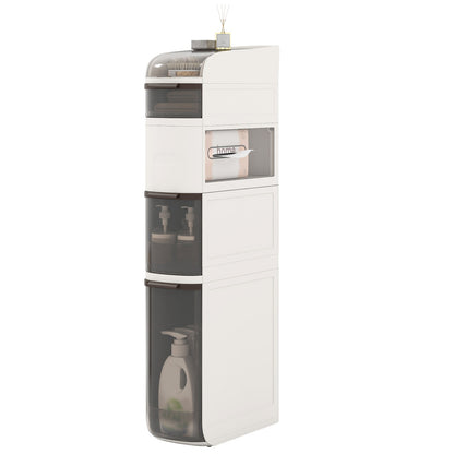 5-Tier Narrow Bathroom Storage Cabinet with Drawers and Tissue Box